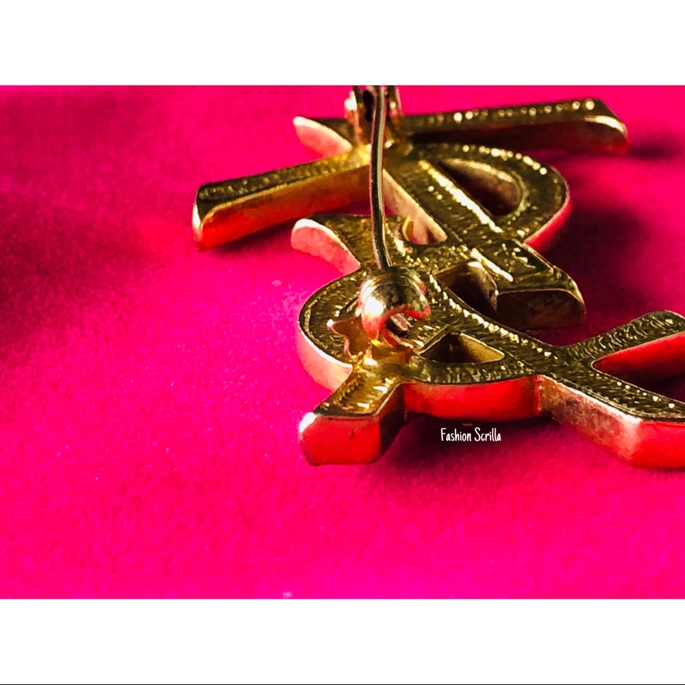 Yves Saint Laurent Gold Opyum Diamanté Crystal Vintage Brooch - Picture 4 of 5